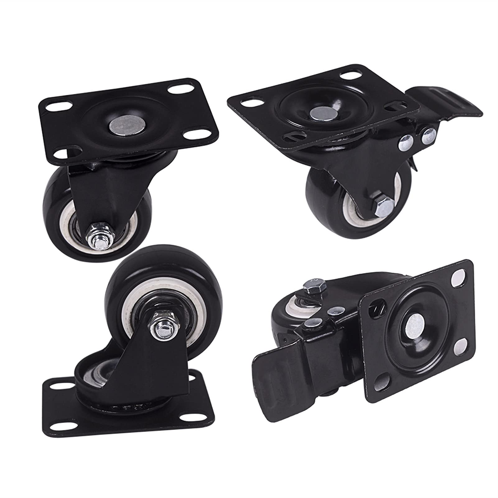 Caster Wheels Set Heavy Duty Swivel Caster Wheels with Safety Dual Locking and Polyurethane Foam No Noise Wheels, Load Bearing 440 Lbs Heavy Duty Casters