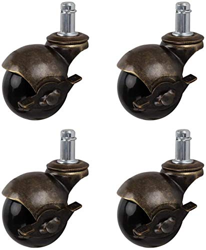 Furniture Castors,Swivel Caster Wheels,Industrial Castor Wheels Heavy Duty Ball Caster Stem 2" 50mm Set of 4 Load Capacity 75KG / 165 Lbs (4) with Metal Sockets Replacement Vintage Antique-A