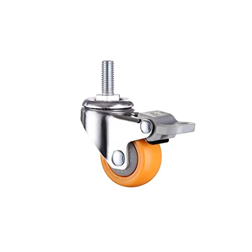 Caster Wheels Set 360 Degree Swivel Orange Caster Wheel 1/1.25/1.5/2 Inch Caster Wheel Nylon Wheels No Noise for Shopping Cart Trolley 1/4PCS Heavy Duty Casters (Color : 1PC with Brake A, Size : 1.2