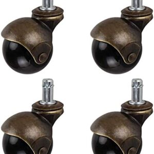 Furniture Castors,Swivel Caster Wheels,Industrial Castor Wheels Heavy Duty Ball Caster Stem 2" 50mm Set of 4 Load Capacity 75KG / 165 Lbs (4) with Metal Sockets Replacement Vintage Antique-A