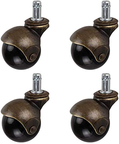 Furniture Castors,Swivel Caster Wheels,Industrial Castor Wheels Heavy Duty Ball Caster Stem 2" 50mm Set of 4 Load Capacity 75KG / 165 Lbs (4) with Metal Sockets Replacement Vintage Antique-A