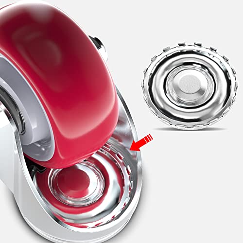 Dining Cart Casters, Swivel Castor Wheel Trolley Furniture Caster, for Furniture Trolley Crib Casters Kitchen Cabinet Universal Castors, with Brake Casters, Red, 4 Pieces Castor Wheel (Color : Red,