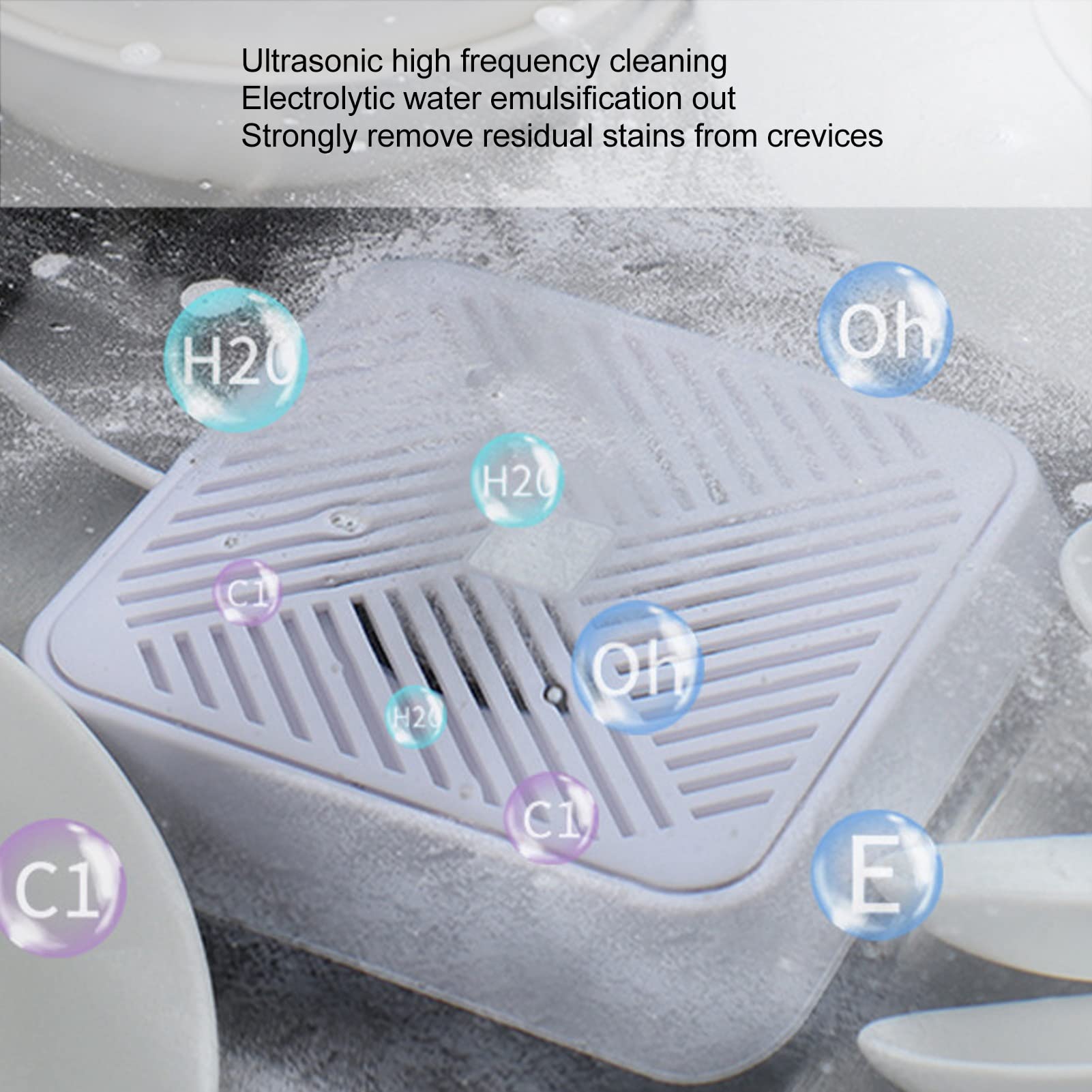 Mini USB Ultrasonic Dishwasher, Portable USB Dish Washing Machine Cleaner Washing Tools for Dishware Fruit Vegetable, Compact Turbo Washer for Home Kitchen Apartment (White)