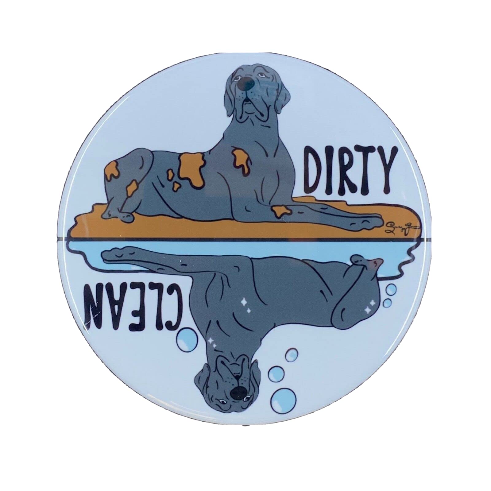 Great Dane Dishwasher Magnet, Clean Dirty Dog Sign, Kitchen Accessories & Decor, 3.5" High Quality Handmade Magnet (BLACK)