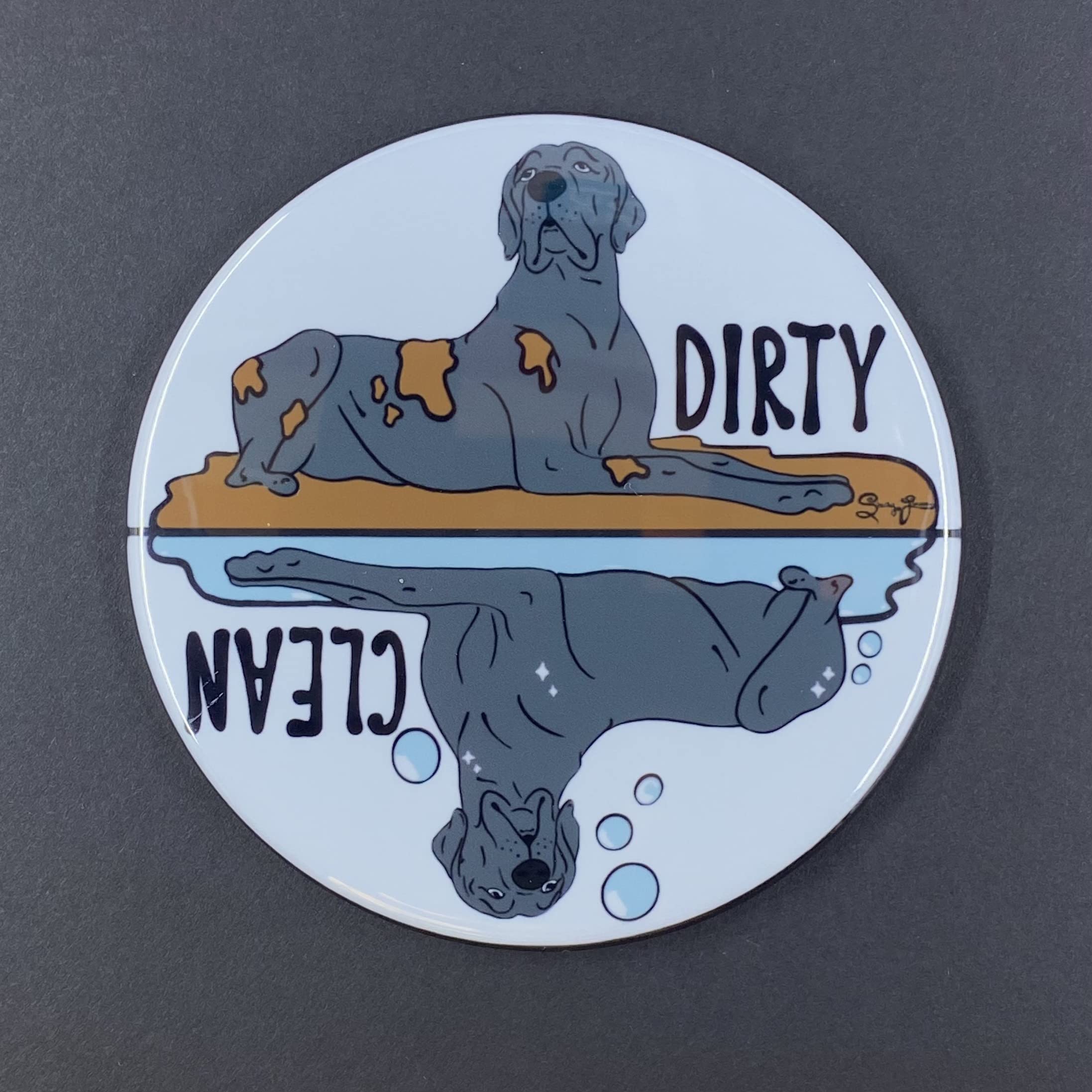 Great Dane Dishwasher Magnet, Clean Dirty Dog Sign, Kitchen Accessories & Decor, 3.5" High Quality Handmade Magnet (BLACK)