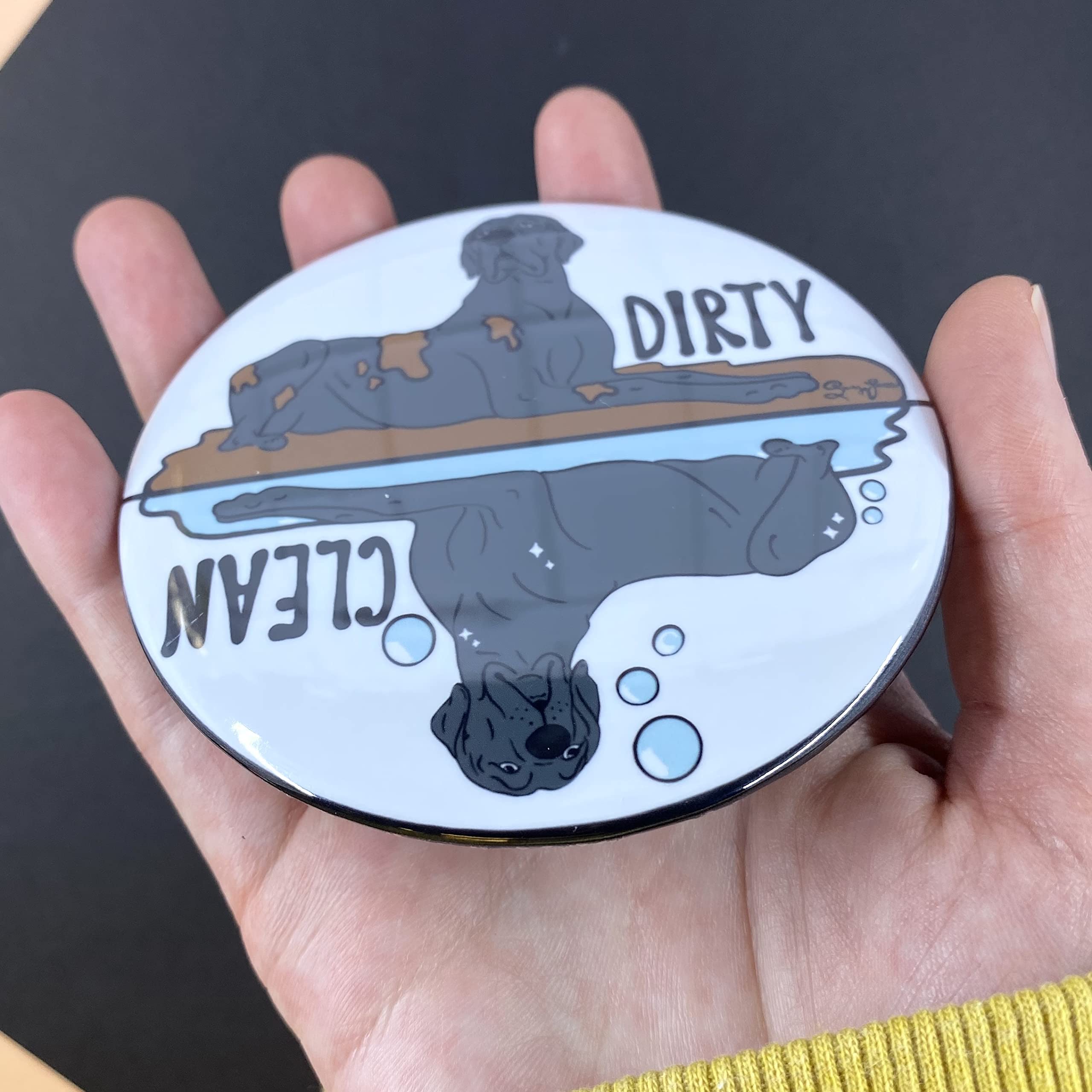 Great Dane Dishwasher Magnet, Clean Dirty Dog Sign, Kitchen Accessories & Decor, 3.5" High Quality Handmade Magnet (BLACK)