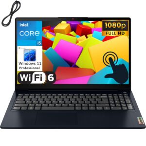 lenovo ideapad 3i 15.6" touchscreen fhd business laptop computer, intel core i5-1155g7 (beat i7-10710u), 16gb ddr4 ram, 512gb pcie ssd, wifi 6, bluetooth 5.1, abyss blue, windows 11 pro, ssroth cable