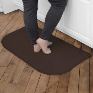 ritz solid accent rug: 18" x 30" stain resistant kitchen or living room floor mat - non-slip latex backing, machine washable, chocolate brown