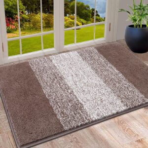 Vaukki Indoor Doormat Entryway Door Rug, Non Slip Absorbent Mud Trapper Mat Inside Floor Mat, Washable Small Door Carpet for Entryway (24''x36'', Coffee)