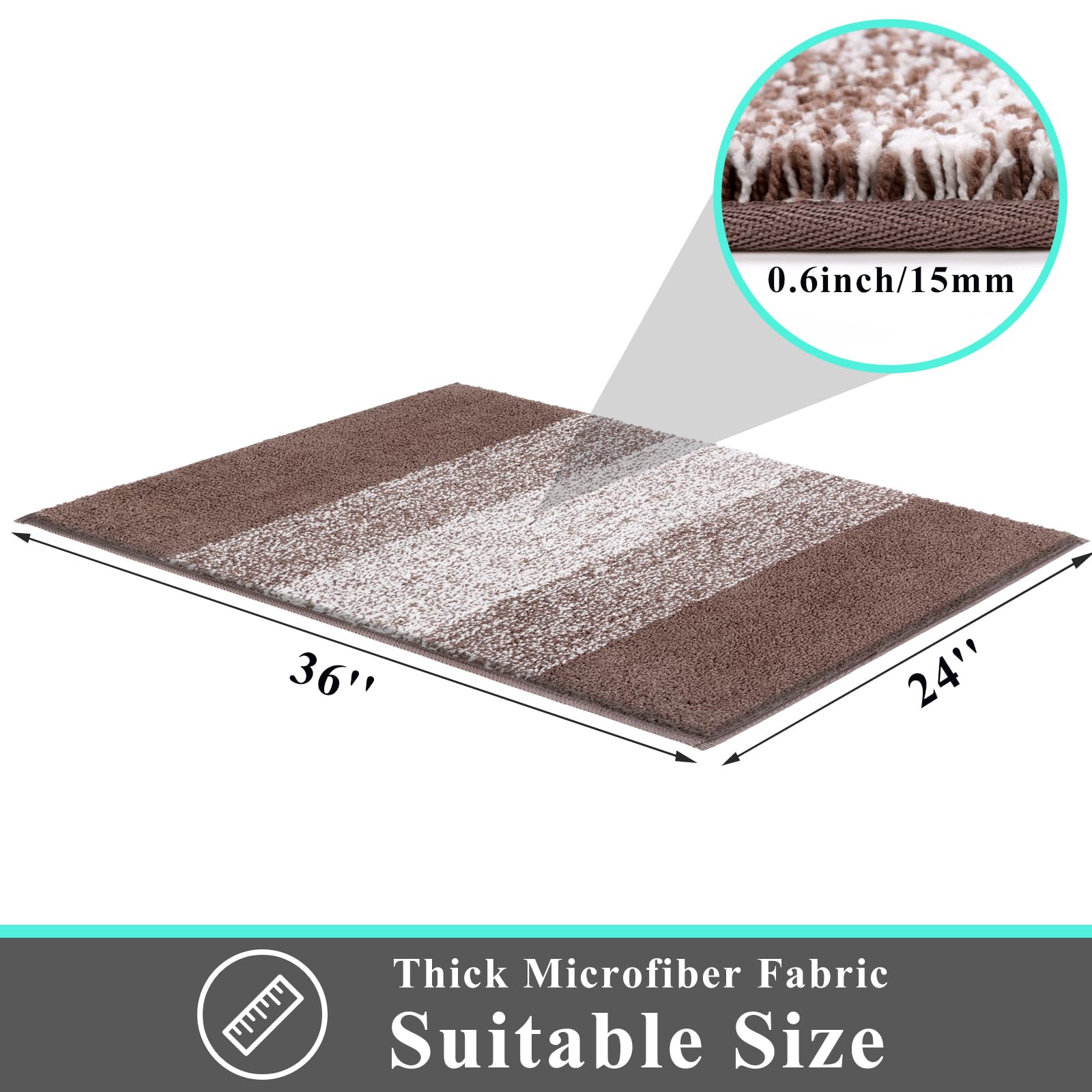 Vaukki Indoor Doormat Entryway Door Rug, Non Slip Absorbent Mud Trapper Mat Inside Floor Mat, Washable Small Door Carpet for Entryway (24''x36'', Coffee)