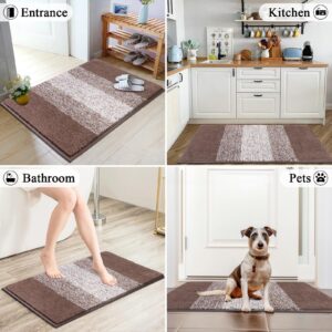 Vaukki Indoor Doormat Entryway Door Rug, Non Slip Absorbent Mud Trapper Mat Inside Floor Mat, Washable Small Door Carpet for Entryway (24''x36'', Coffee)