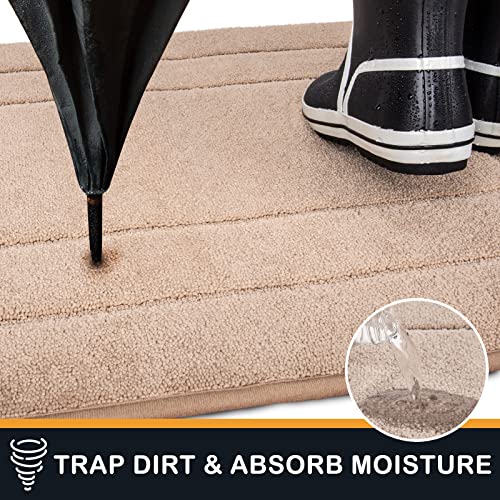 PURRUGS Dirt Trapper Door Mat 20" x 31.5", Non-Slip/Skid Machine Washable Entryway Rug, Dog Door Mat, Super Absorbent Welcome Mat for Muddy Wet Shoes and Paws, Beige