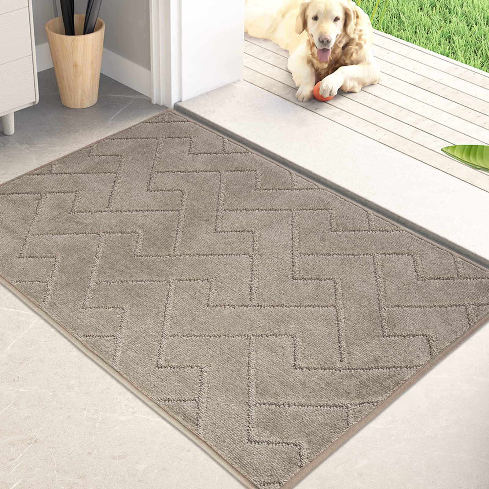 PURRUGS 20"x31.5" Non-Slip Washable Door Mat, Super Absorbent Entry Rug for Muddy Shoes & Wet Paws