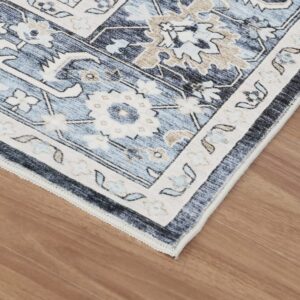 Dripex Vintage Collection Washable Area Rug - 2x3 Door Mat Small Entryway Rug Distressed Non-Slip Low-Pile Floor Carpet for Indoor Front Entrance Kitchen Bathroom Living Room Bedroom