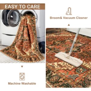 LEEVAN Washable Vintage Indoor Door Mat 2x3, Boho Medallion Non Slip Entry Rug, Retro Distressed Oriental Floral Kitchen Mat, Tribal Low-Pile Welcome Mat, Quick Absorbent Doormat for Front Entrance