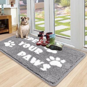 Vaukki Indoor Doormat Entryway Door Mat, Non Slip Absorbent Mud Trapper Mats, Low-Profile Inside Floor Mats, Soft Washable Small Mats Door Carpet for Entryway（Grey and White, 36''x59''）