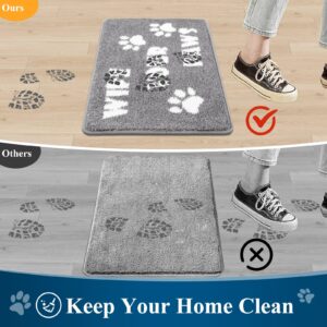 Vaukki Indoor Doormat Entryway Door Mat, Non Slip Absorbent Mud Trapper Mats, Low-Profile Inside Floor Mats, Soft Washable Small Mats Door Carpet for Entryway（Grey and White, 36''x59''）