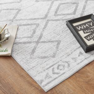 jinchan Area Rug 2x3 Entryway - Washable Rug Modern Rug Kitchen Faux Wool Soft Rug Non-Slip Indoor Door Mat Geometric Print Thin Carpet for Bathroom Bedroom Dining Room Living Room Grey