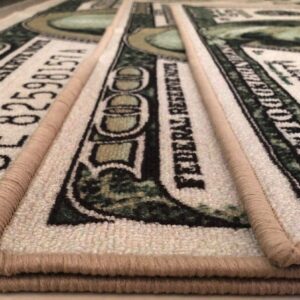 HUAHOO Money Rugs 100 Dollar Bill Runner Area Rug for Living Room Kitchen Rug Laundry Runner Rug Bedroom Bathroom Mat (22" x 53")