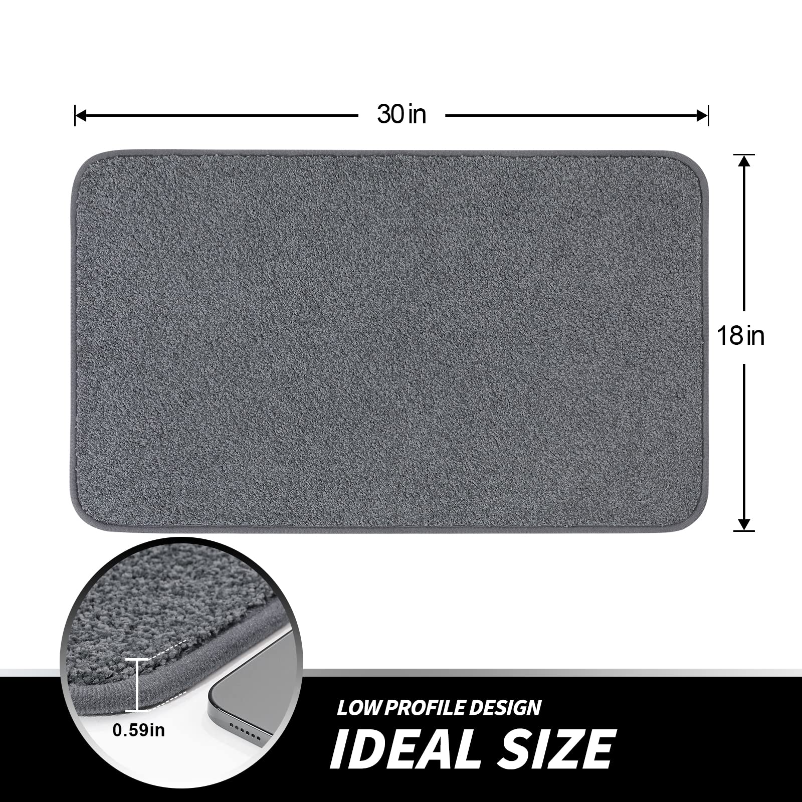 LINLA Indoor Doormat-Super Absorbs Mud Mat, Washable Non-Slip Clean Door Carpet for Outside Front Door Inside Dirt Trapper Mats Shoes Scraper, 30x18 Inches Gray