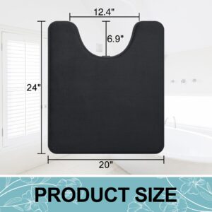 smiry Memory Foam U-Shaped Toilet Bathroom Rugs, Extra Soft Absorbent Non-Slip Contoured Rugs, Machine Washable Contour Bath Mats for Bathroom Toilet, 24" x 20", Black