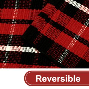 KIMODE Christmas Door Mat Outdoor 35"x59",Red and Black Buffalo Plaid Rug,Washable Cotton Hand-Woven Layered Door Mats,Reversible Outdoor Christmas Decor for Front Porch,Entryway,Kitchen