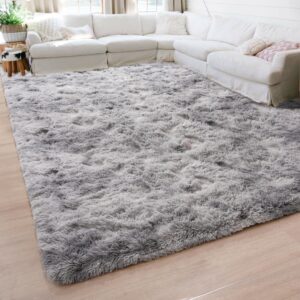 beglad rugs for living room, 6x9 feet large area rugs upgrade anti-skid modern minimalist style memory foam rugs for bedroom, indoor carpet suitable for boys room decor, tie-dyed light grey