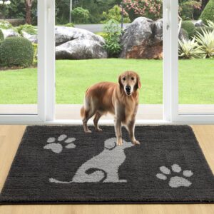 OHWPEAT Indoor Door Mat, 24"x36", Non-Slip Absorbent Resist Dirt Entrance Mat, Front Door Rug indoor, Washable Low-Profile Small Rug Inside Entry Doormats for Entryway, Door Mats for Home, Deep Grey