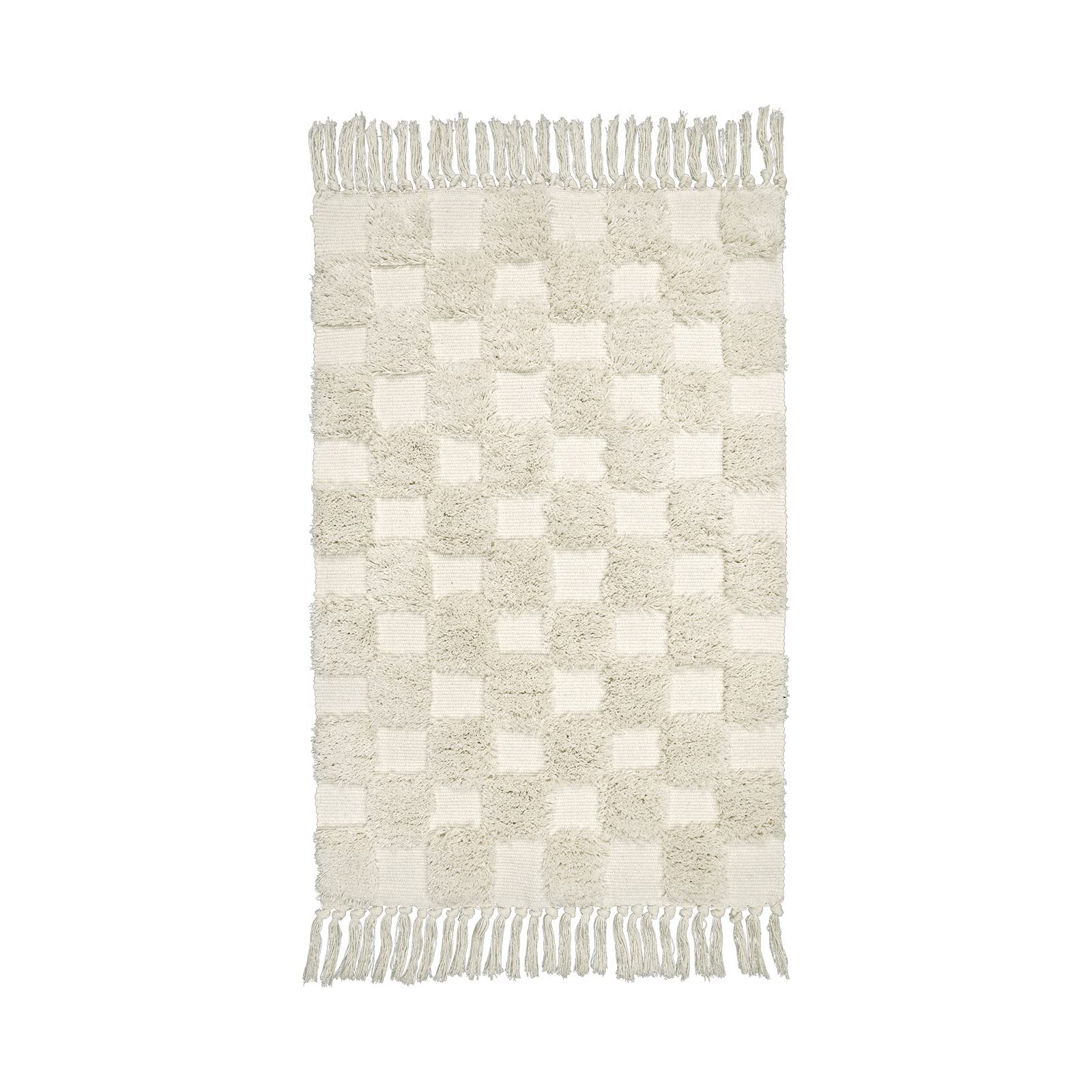 Lahome Checkered Boho Bathroom Rugs, Small 2x3 Rug Checkered Bath Mat Farmhouse Kitchen Rug Washable Tufted Rug with Tassels, Non-Shedding Neutral Woven Beige Rug Indoor Carpet for Bedroom Table