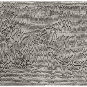 Amazon Basics Non-Slip Microfiber Shag Bathroom Rug Mat, 21" x 34", Platinum