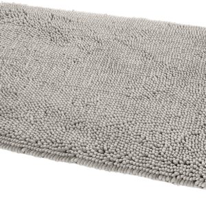 Amazon Basics Non-Slip Microfiber Shag Bathroom Rug Mat, 21" x 34", Platinum