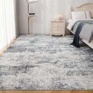 Area Rug Living Room Rugs: 3x5 Indoor Abstract Soft Fluffy Pile Large Carpet with Low Shaggy for Bedroom Dining Room Home Office Decor Under Kitchen Table Washable - Gray/Blue