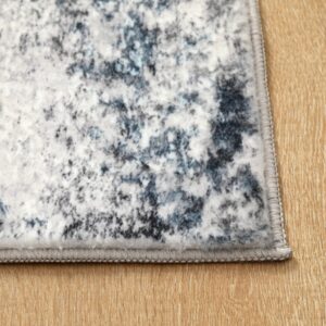 Area Rug Living Room Rugs: 3x5 Indoor Abstract Soft Fluffy Pile Large Carpet with Low Shaggy for Bedroom Dining Room Home Office Decor Under Kitchen Table Washable - Gray/Blue