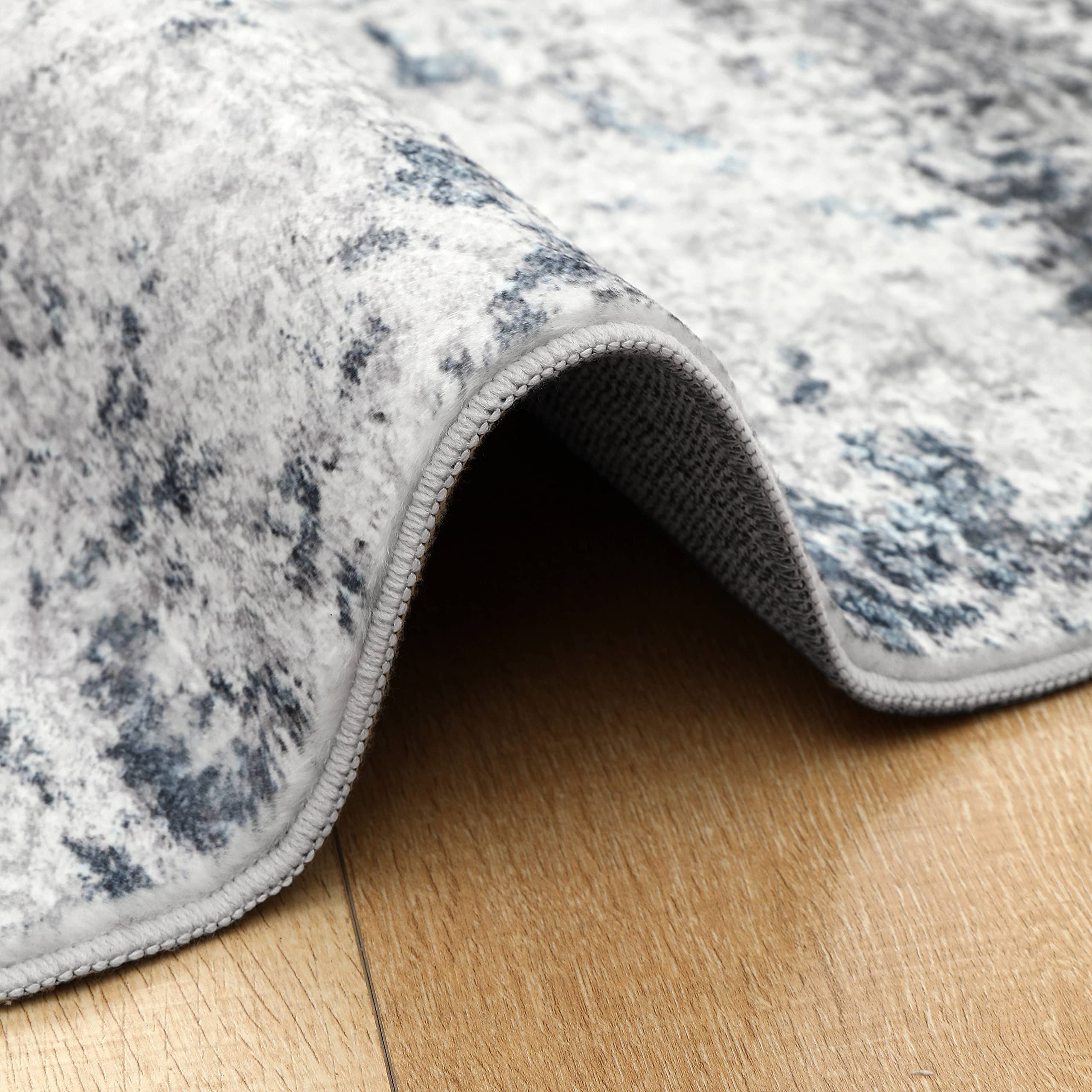 Area Rug Living Room Rugs: 3x5 Indoor Abstract Soft Fluffy Pile Large Carpet with Low Shaggy for Bedroom Dining Room Home Office Decor Under Kitchen Table Washable - Gray/Blue