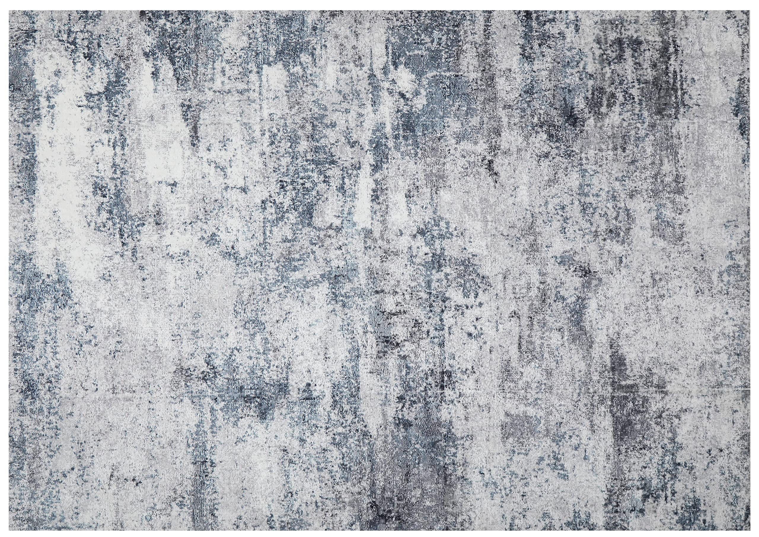 Area Rug Living Room Rugs: 3x5 Indoor Abstract Soft Fluffy Pile Large Carpet with Low Shaggy for Bedroom Dining Room Home Office Decor Under Kitchen Table Washable - Gray/Blue