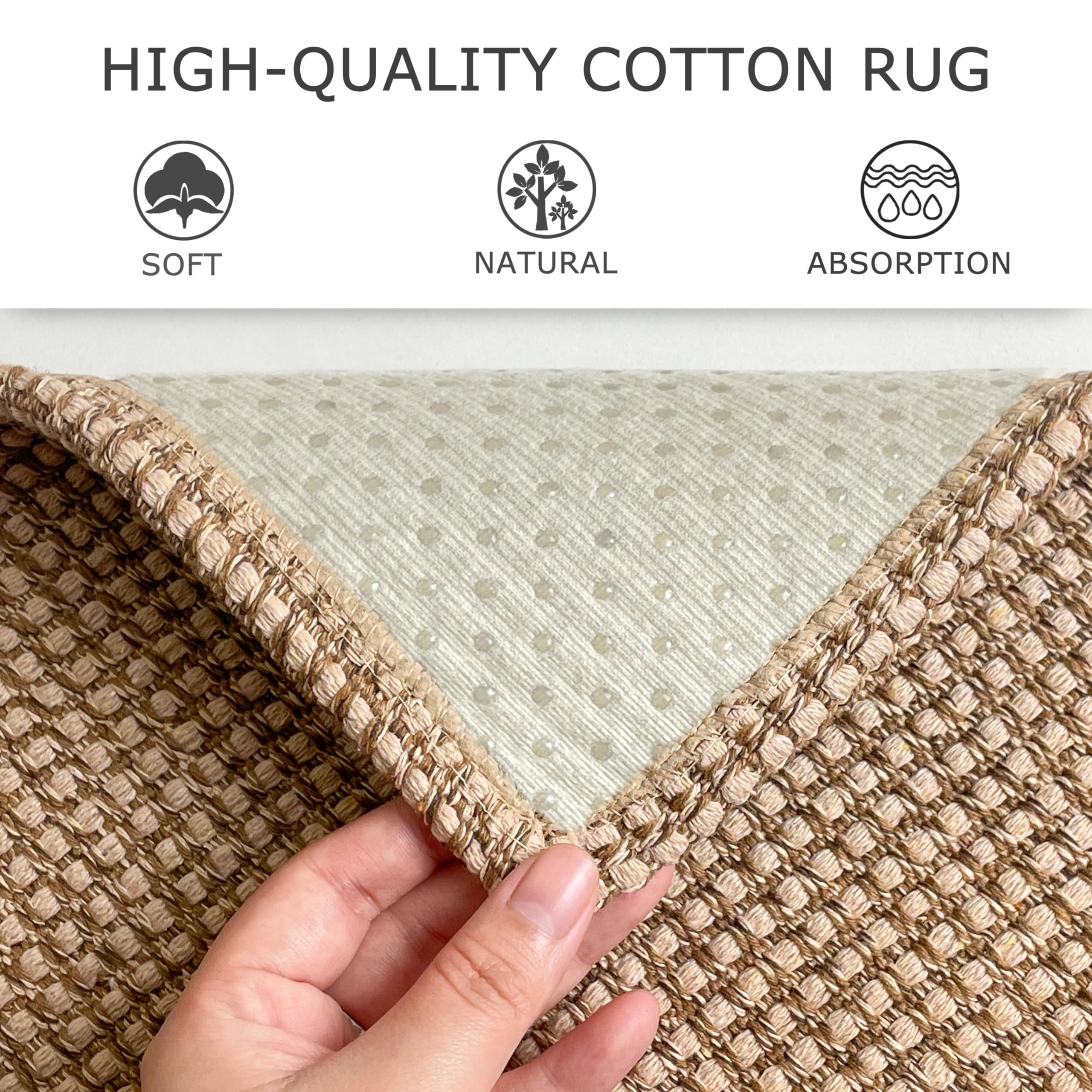 KOZYFLY Boho Runners for Hallways 2x7 ft Washable Hall Carpet Runner Rubber Backed Kitchen Rug Natural Cotton Entryway Runner Rugs Floor Runners for Indoor Hallway Bedroom Kitchen