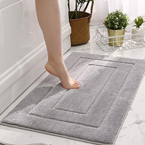 GRANNY SAYS Gray Bathroom Rugs, Bath Mats for Bathroom Non-Slip, Super Soft and Water Absorbent, Microfiber Bath Rugs, Machine Wash Dry, Bathroom Rugs for Bathroom Floor, Tub and Shower, 16" x 24"