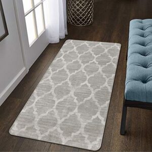 lahome moroccan area rug - 2’ x 4’ non-slip area rug small accent distressed throw rugs floor carpet for door mat entryway bedrooms laundry room decor (rectangle - 2’ x 4’, gray)