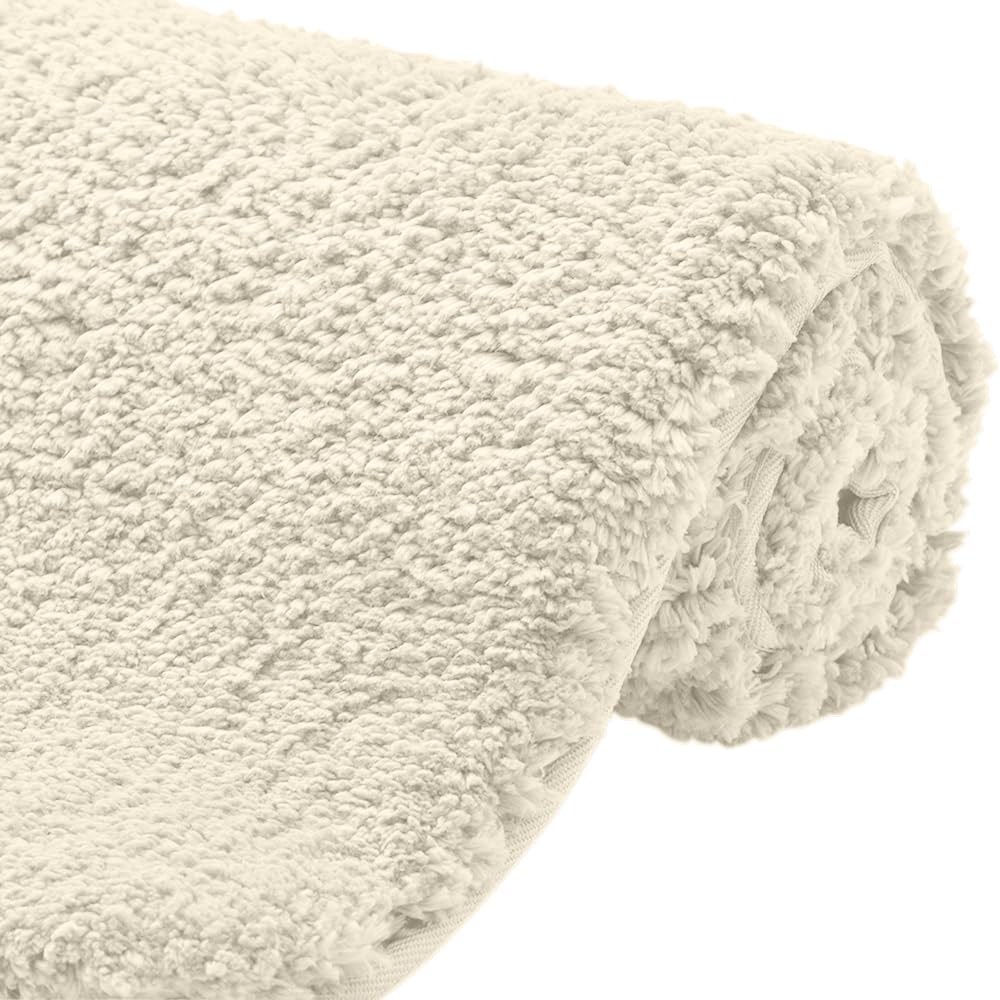 Gorilla Grip Premium Luxury Bath Rug, Absorbent, Soft, Thick Shag, Bathroom Mat Rugs, Machine Wash, Microfiber Dries Quickly, Mats for Bath Room, Shower, Bathtub and Spa Floors, 24x17, Ivory Cream