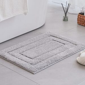 GRANNY SAYS Gray Bathroom Rugs, Bath Mats for Bathroom Non-Slip, Super Soft and Water Absorbent, Microfiber Bath Rugs, Machine Wash Dry, Bathroom Rugs for Bathroom Floor, Tub and Shower, 16" x 24"