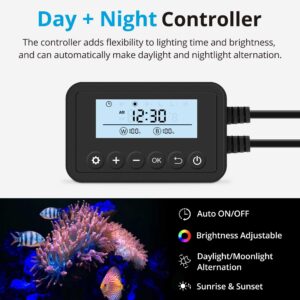 NICREW 36W Saltwater Aquarium Light, Marine LED Reef Light for Corals, Programmable Timer Controller, 36 to 48-Inch