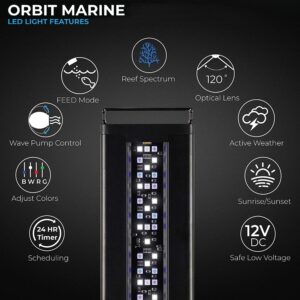 Current USA 24"-36" Inch Orbit Marine LED Saltwater Reef Marine Aquarium Light with Bluetooth App Control | Wireless Lighting & eFlux Wave Pump Control for Fish Tank (4201)