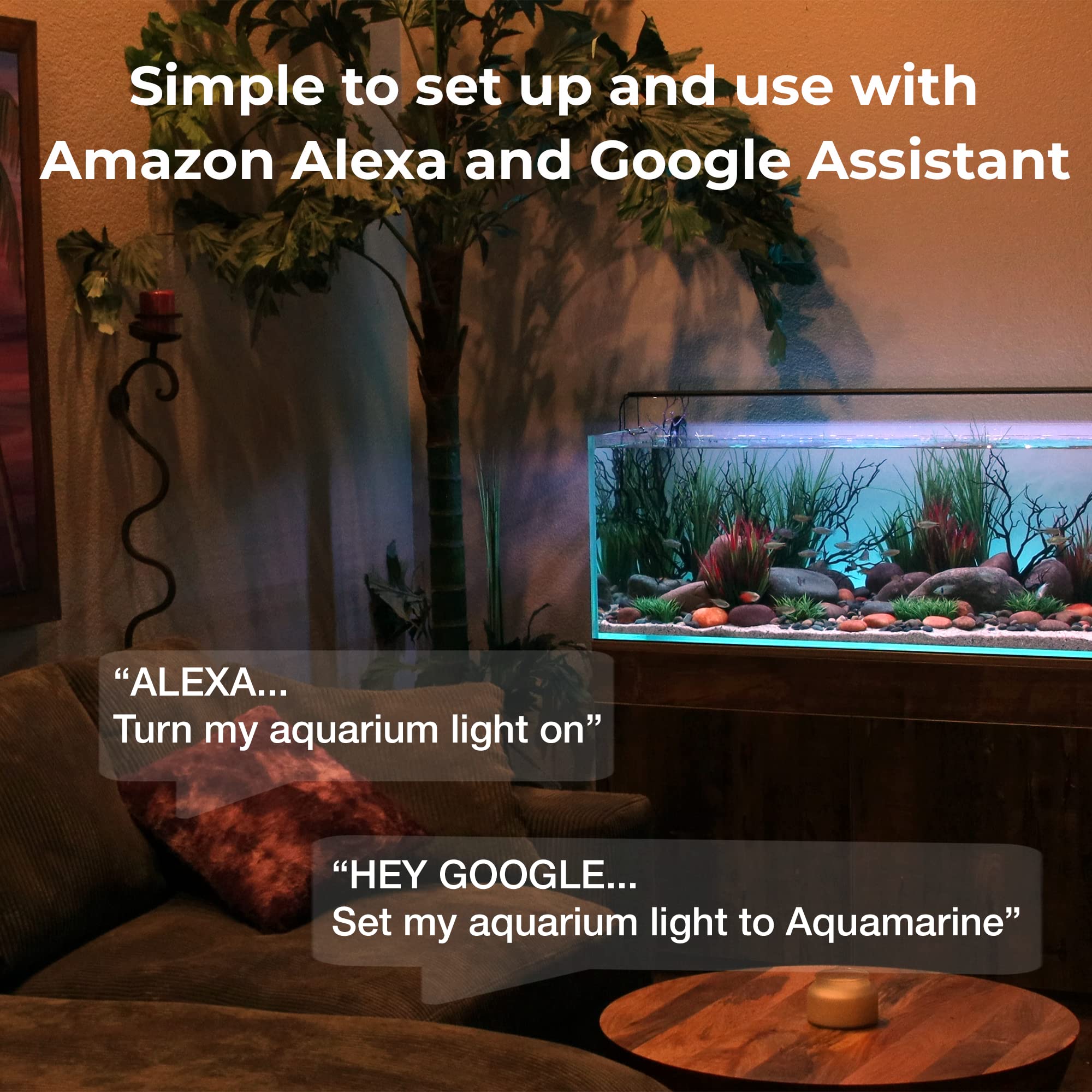 CURRENT USA ColorPlus Smart LED Aquarium Light 36 inch with App and Voice Control by Alexa & Google Home | Extra Vivid Colors for Freshwater Aquarium Fish Tank and Terrariums| Aluminum (36" to 48")