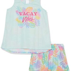 The Children's Place Girls' Sleeveless Tank Top and Shorts 2 Piece Pajama Set, Vacay Vibes