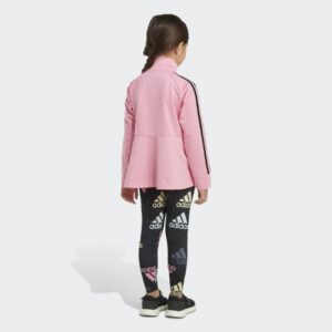 adidas Girls' Zip Front Classic Tricot Jacket and Joggers Set, Bliss Pink, 6 Plus
