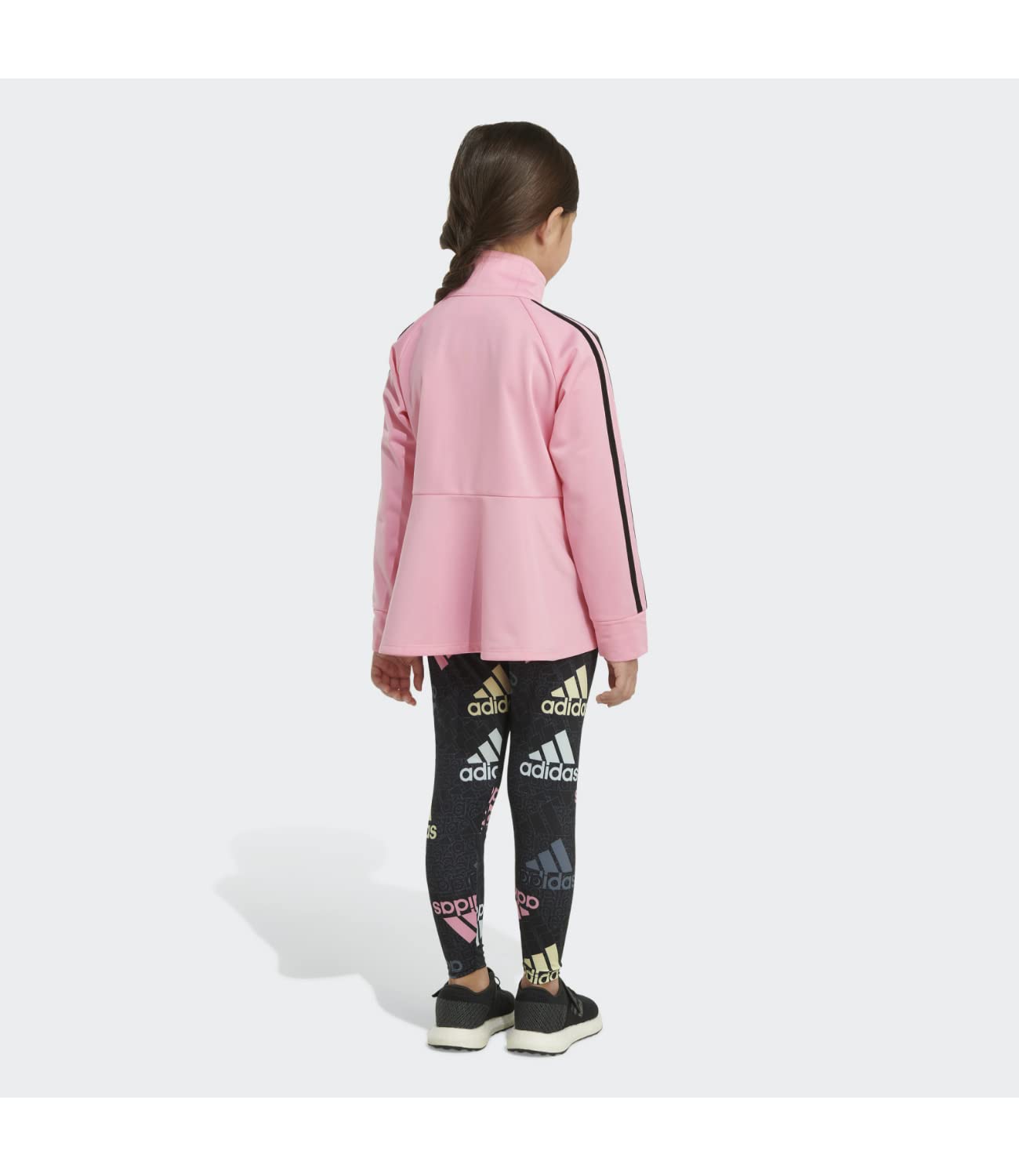 adidas Girls' Zip Front Classic Tricot Jacket and Joggers Set, Bliss Pink, 6 Plus