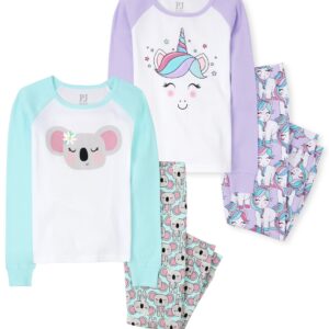The Children's Place girls Long Sleeve Top and Pants Pajama Set Unicorn/Koala 2 pack Kids - PJ set 10