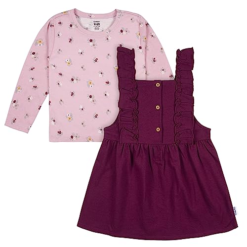 Gerber Baby Girls Toddler 2 Piece Overall Dress Set, Purple Floral, 18 Months