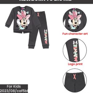 Disney Minnie Mouse Toddler Girls Fleece Pullover Sweatshirt Pants Set Gray 5T