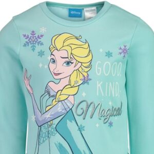 Disney Frozen Elsa Toddler Girls Fleece Long Sleeve Graphic T-Shirt and Leggings Outfit Set Turquoise/Blue 5T